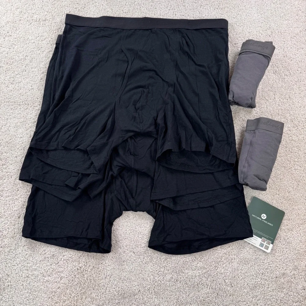 Natural Feelings Mens Boxer Briefs 5 Pack Black Grey Cotton‎ Stretch 3XL